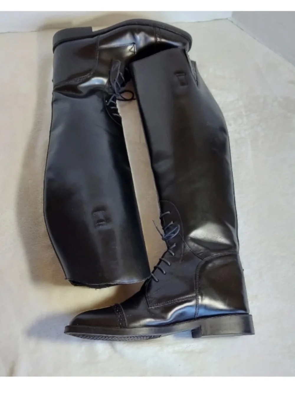 Classic Black Over-the-Knee Lace-Up Boots - Picture 8 of 15